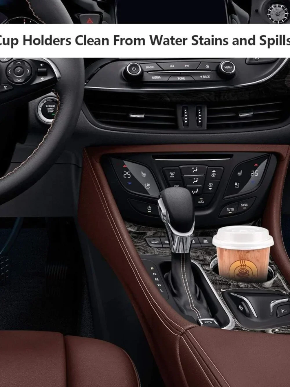 Car Coasters for Drinks, 2 Pcs Ceramic Stone 2.56 Inch, Black